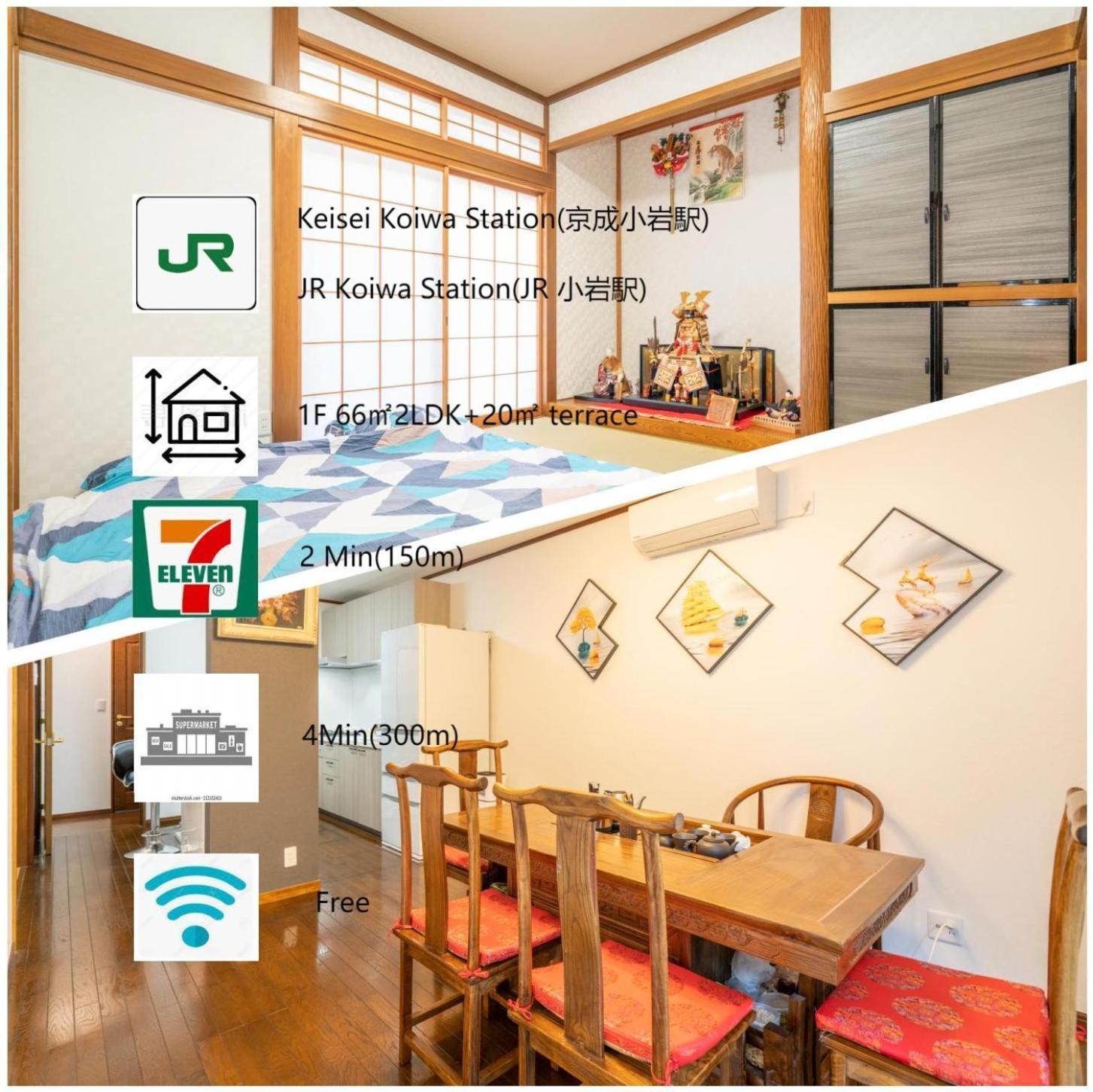 Jr 66Sqm 1F Family Suite 2Ldk Jr Koiwa-Keisei Koiwa-Asakusa-Oshiage-Shinjuku-Ueno 東京都 外观 照片